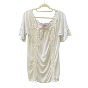 Juicy Couture Y2K White terrycloth dress Lace size Small short sleeve